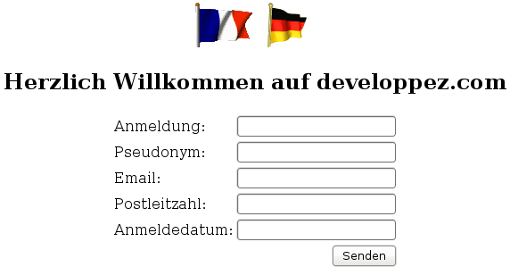 Formulaire en allemand